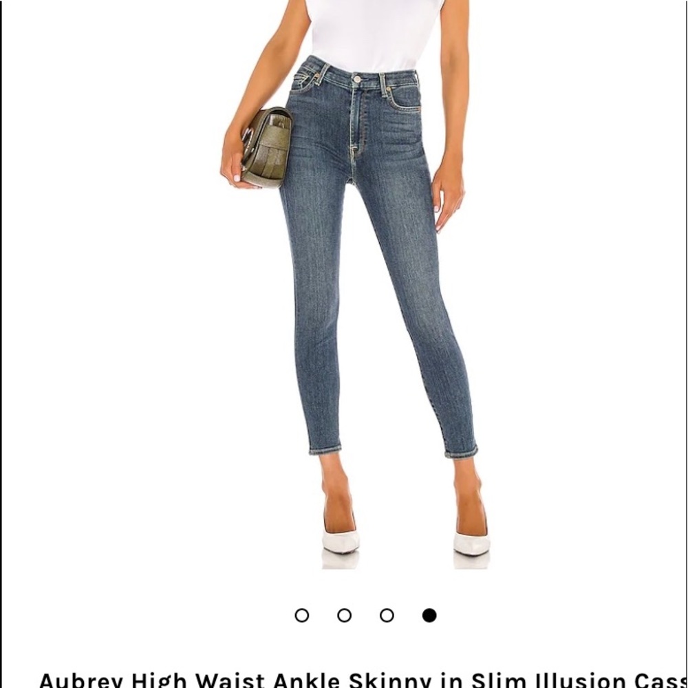 7 for all mankind : Aubrey slim illusion cropped hi waisted jeans in Cass Blue